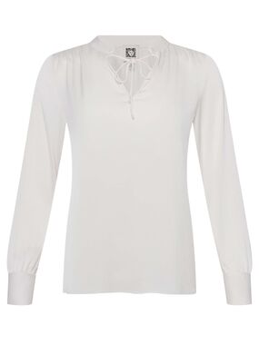 ANNE KLEIN - XS Women’s White Tie-Neck Long Sleeve Top